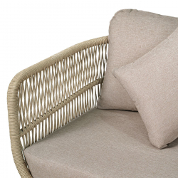 MARK Set Σαλόνι Κήπου 4τεμ, Acacia Φυσικό, Μαξιλάρια Μπεζ Rope Wicker Μπεζ  2 Πολυθρόνες+Καναπές+Τραπεζάκι
