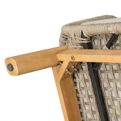 MARK Set Σαλόνι Κήπου 4τεμ, Acacia Φυσικό, Μαξιλάρια Μπεζ Rope Wicker Μπεζ  2 Πολυθρόνες+Καναπές+Τραπεζάκι