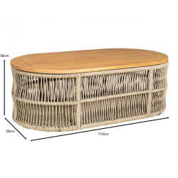 MARK Set Σαλόνι Κήπου 4τεμ, Acacia Φυσικό, Μαξιλάρια Μπεζ Rope Wicker Μπεζ  2 Πολυθρόνες+Καναπές+Τραπεζάκι