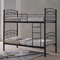DECKER Κρεβάτι Κουκέτα Μέταλλο Βαφή Μαύρο  98x210x176 (Στρώμα 90x200)cm