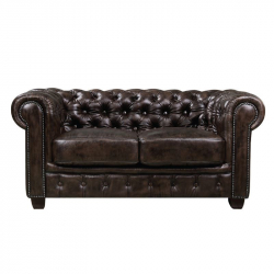 CHESTERFIELD Birmingham Καναπές 2Θέσιος Σαλονιού Καθιστικού,Δέρμα Απόχρωση Καφέ  155x91x74cm