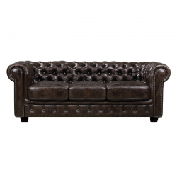 CHESTERFIELD Birmingham Καναπές 3Θέσιος Σαλονιού Καθιστικού,Δέρμα Απόχρωση Καφέ  201x92x74cm