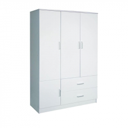 CLOSET Ντουλάπα Τετράφυλλη, 5 Ράφια, 2 Συρτάρια, Θέσεις για Κρεμάστρες, Απόχρωση Άσπρο  120x50x180cm