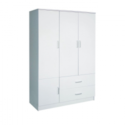 CLOSET Ντουλάπα Τετράφυλλη, 5 Ράφια, 2 Συρτάρια, Θέσεις για Κρεμάστρες, Απόχρωση Άσπρο  120x50x180cm