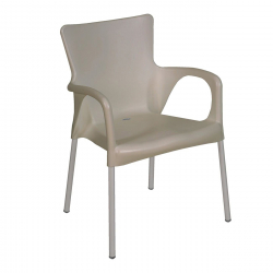 LARA Πολυθρόνα Pro Dining Στοιβαζόμενη, ALU Silver, PP - UV Protection Απόχρωση Tortora  60x52x85cm