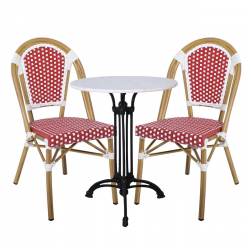 PARIS Καρέκλα Bistro Αλουμίνιο Φυσικό, Wicker Άσπρο - Κόκκινο, Στοιβαζόμενη  46x54x88cm