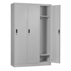 LOCKER 3 Θέσεων Ερμάριο - Ανά θέση: 3 Ράφια, Θέσεις για Κρεμάστρες, Μέταλλο Βαφή Γκρι  115x45x185cm