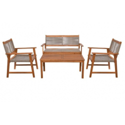 SPRING Set Σαλόνι Κήπου Ακακία Φυσικό, Wicker Μπεζ: Τραπέζι + Καναπέ 2Θέσιο + 2 Πολυθρόνες  100x50x45/120x68x84/67x65x84cm