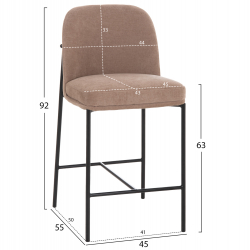 ΣΚΑΜΠΟ ΜΠΑΡ ΜΕΣ.ΥΨΟΥΣ MANIDO HM18427.02 TAUPE ΥΦΑΣΜΑ-ΜΕΤΑΛ.ΜΑΥΡΟΣ ΣΚΕΛΕΤΟΣ 45x55x92Υεκ