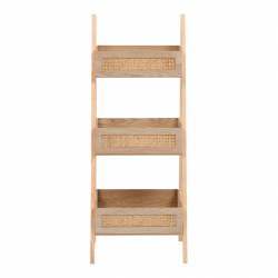 Ραφιέρα επιδαπέδια 3όροφη Scandy pakoworld mdf-rattan σε φυσική απόχρωση 44x37x110εκ