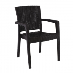LORA-Pro Πολυθρόνα Στοιβαζόμενη, PP (Rattan Look) Απόχρωση Καφέ Σκούρο  58x61x87cm