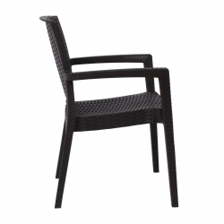 LORA-Pro Πολυθρόνα Στοιβαζόμενη, PP (Rattan Look) Απόχρωση Καφέ Σκούρο  58x61x87cm