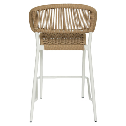 Σκαμπό Bar ArteLibre CEBU Λευκό/Φυσικό Αλουμίνιο/Rattan 60x60x99cm