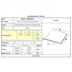 Contract Sliq Normal Επιφάνεια Τραπεζιού τ.Werzalit, Απόχρωση Walnut  60x60cm/16mm