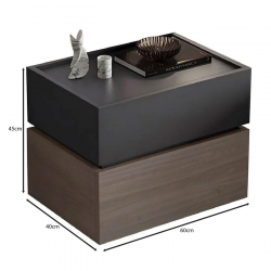 VANITY Κομοδίνο 2 Συρτάρια Αποχρώσεων Sonoma Oak & Grey, με Αποσπώμενα χρωματικά Μέρη  60x40x45cm