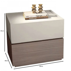 VANITY Κομοδίνο 2 Συρτάρια Αποχρώσεων Sonoma Oak & Cream, με Αποσπώμενα χρωματικά Μέρη  60x40x45cm