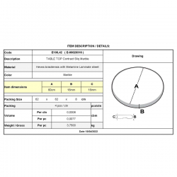 Contract Sliq Normal Επιφάνεια Τραπεζιού τ.Werzalit, Απόχρωση  Marble  Φ60cm/16mm