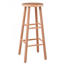 ΟΞΙΑ Σκαμπό BAR Στρογγυλό, Λούστρο Φυσικό  33x33x77cm (ΚάθισμαΦ30cm)