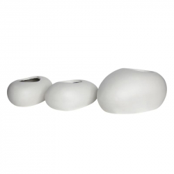 FLOWER POT-ROCK Set 3 τεμαχίων, Cement Απόχρωση White  40x30x19- 50x32x19- 56x43x29cm