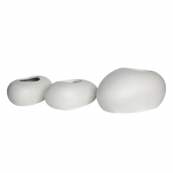 FLOWER POT-ROCK Set 3 τεμαχίων, Cement Απόχρωση White  40x30x19- 50x32x19- 56x43x29cm