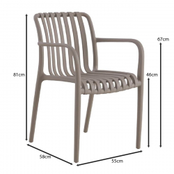 MODA Πολυθρόνα Στοιβαζόμενη PP - UV Protection Απόχρωση Mocha  55x58x81cm