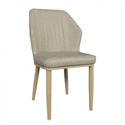 DELUX Καρέκλα Μέταλλο Βαφή Φυσικό, Linen PU Μπέζ  49x51x89cm