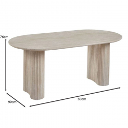 DIAZ Τραπέζι Τραπεζαρίας, ΜDF Απόχρωση Natural Stone  180x90x76cm
