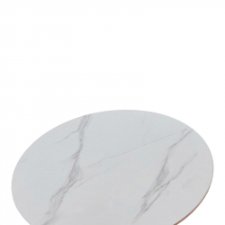 Tραπέζι Balou pakoworld sintered stone σε λευκή απόχρωση με όψη μαρμάρου-βάση λευκό μέταλλο Φ120x73εκ