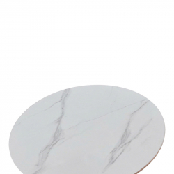 Tραπέζι Balou pakoworld sintered stone σε λευκή απόχρωση με όψη μαρμάρου-βάση λευκό μέταλλο Φ90x73εκ