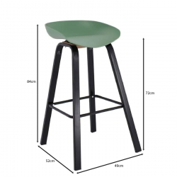 PENT Σκαμπό Bar, Μέταλλο Βαφή Μαύρο, PP Πράσινο  49x52x72/84cm