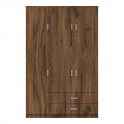 Ντουλάπα τρίφυλλη με συρτάρια Royal pakoworld καρυδι-oak 150x58x230εκ