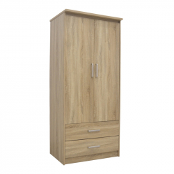 Ντουλάπα ρούχων δίφυλλη OLYMPUS pakoworld σε sonoma απόχρωση 81x57x183εκ