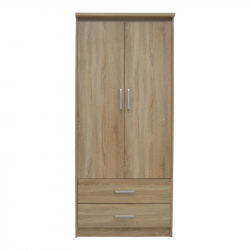Ντουλάπα ρούχων δίφυλλη OLYMPUS pakoworld σε sonoma απόχρωση 81x57x183εκ