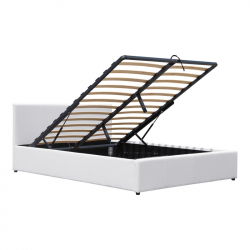 Κρεβάτι Dellia pakoworld με αποθηκευτικό χώρο pu λευκό 150x200εκ