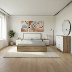 Σετ Κρεβατοκάμαρας Athos Sonoma Λευκό με Κρεβάτι 160x200εκ Σετ 4τεμ