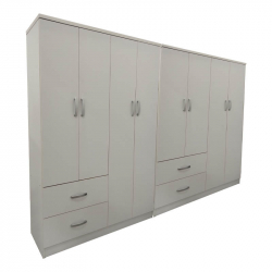 Ντουλάπα οχτάφυλλη Athos pakoworld λευκή 241x42x181εκ