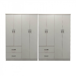Ντουλάπα οχτάφυλλη Athos pakoworld λευκή 241x42x181εκ