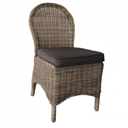 MONTANA Καρέκλα Τραπεζαρίας Κήπου ALU, Φ5mm Round Wicker Grey Brown, Μαξιλάρι Ανθρακί  48x65x91cm