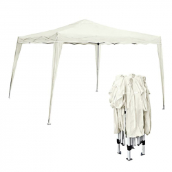 GAZEBO Πτυσσόμενο Μέταλλο Βαφή Άσπρο, Ύφασμα Άσπρο  3x3m (H. 2.55m)