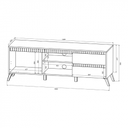 Σύνθετο σαλονιού Belka pakoworld κρεμ με oak 210,6x45x152,6εκ