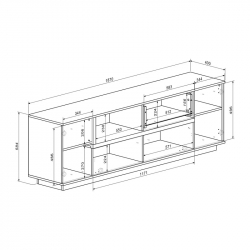 Σύνθετο σαλονιού Norda pakoworld κρεμ με oak 187x40x58,4εκ