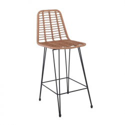 SALSA Σκαμπό BAR-Pro με Πλάτη, Μέταλλο Βαφή Μαύρο, Wicker Φυσικό  45x55x75/113cm