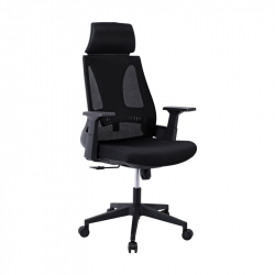 BF8750 Πολυθρόνα Γραφείου Διευθυντή, Mesh Μαύρο, Ύφασμα Μαύρο  65x64x117/127cm