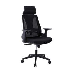 BF8750 Πολυθρόνα Γραφείου Διευθυντή, Mesh Μαύρο, Ύφασμα Μαύρο  65x64x117/127cm