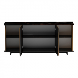 Μπουφές Zafore pakoworld καρυδί- μαύρο μαρμάρου 180x45x80εκ