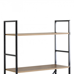 Βιβλιοθήκη Manlo pakoworld oak με μαύρο μέταλλο 58.6x23.5x144εκ