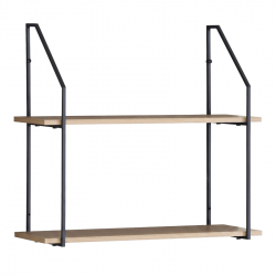 Ραφιέρα τοίχου Fema pakoworld oak με μαύρο μέταλλο 60x20x52εκ