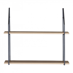 Ραφιέρα τοίχου Fema pakoworld oak με μαύρο μέταλλο 60x20x52εκ