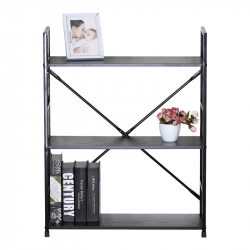 Βιβλιοθήκη-ραφιέρα Manlo pakoworld μαύρο μέταλλο 58.6x23.5x80εκ