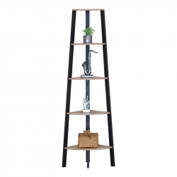 Γωνιακή βιβλιοθήκη Arvia pakoworld oak με μαύρο μέταλλο 53.4x37.8x160.3εκ